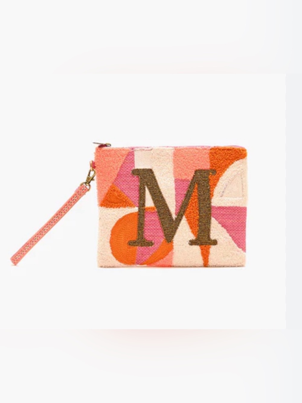 American and Beyond BEADED AND TUFTED MONOGRAM POUCH-I M INITIAL